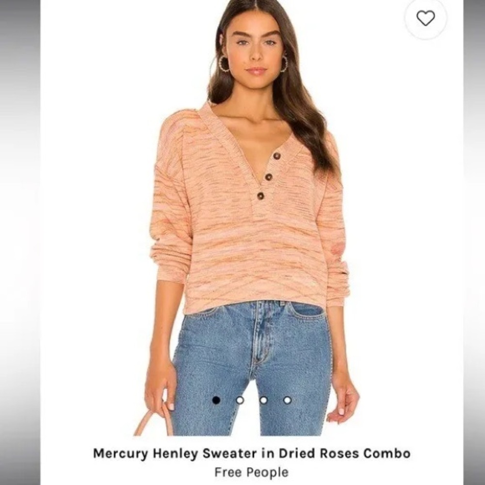 NWT Free People Mercury Henley Sweater in Dried Roses, Size Large